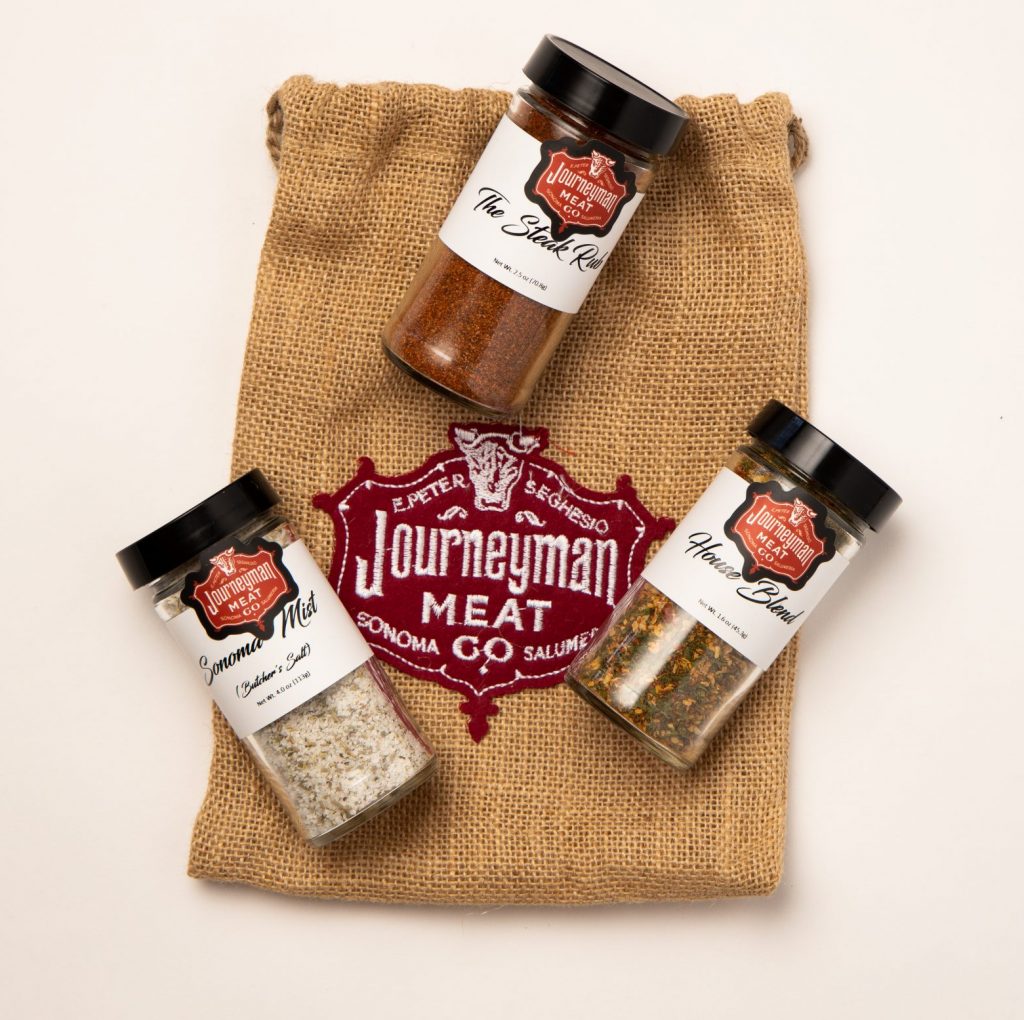 three house spices with decorative logo gift bag