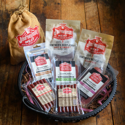 Journeyman Snack Box with Jerky, protein sticks, and sliced salumi